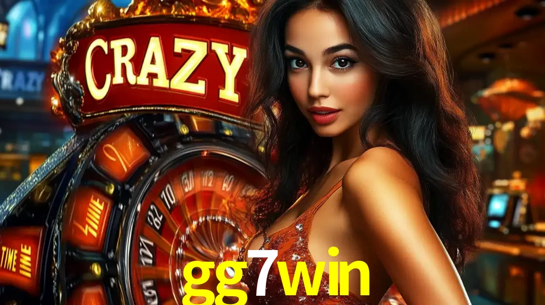 Mulher glamourosa olhando para a câmera com a roda vermelha do Crazy Time ao fundo em um ambiente de cassino, destacando a emoção dos jogos ao vivo no gg7win.